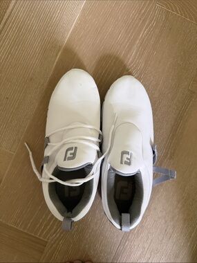 FootJoy Kids White and Gray Slip-On Golf Sneakers